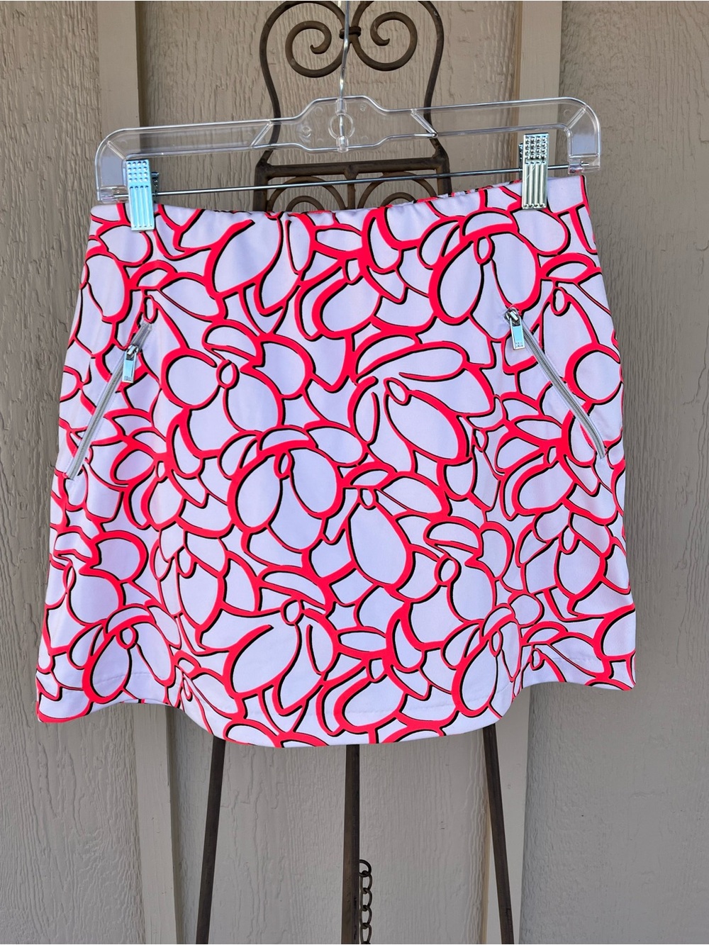 Tail  Skort Golf Pickleball Tennis Front Back Pockets Zipper Floral Pink White S